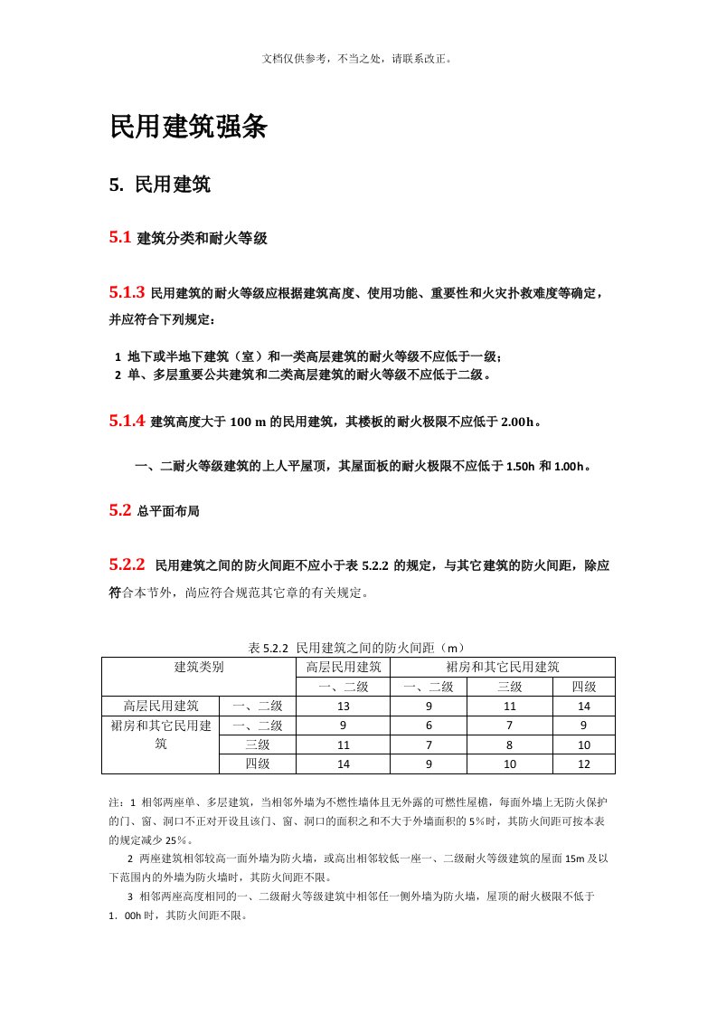 建筑设计防火规范建筑强条(仅民用建筑)