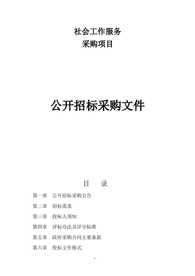 社会工作服务采购项目招标文件