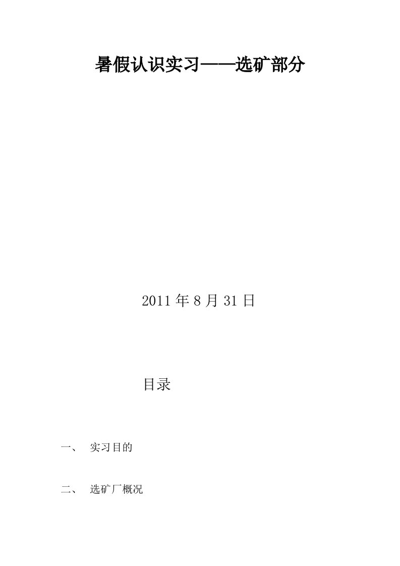 华锡集团车河选矿厂实习报告