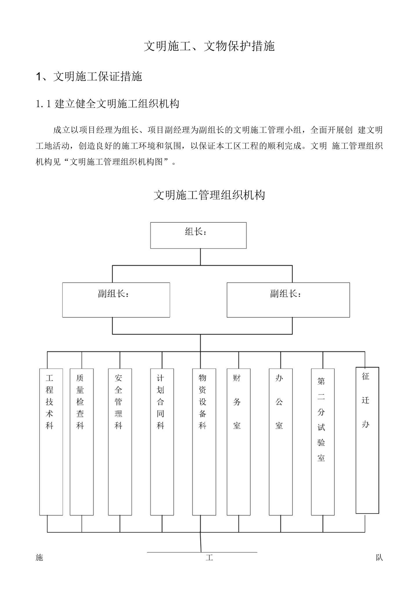 文明施工、文物保护措施