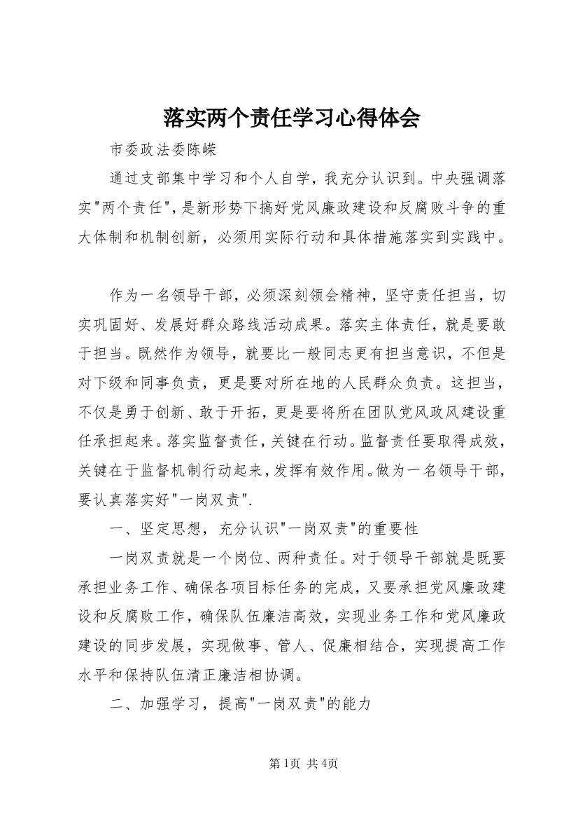 落实两个责任学习心得体会