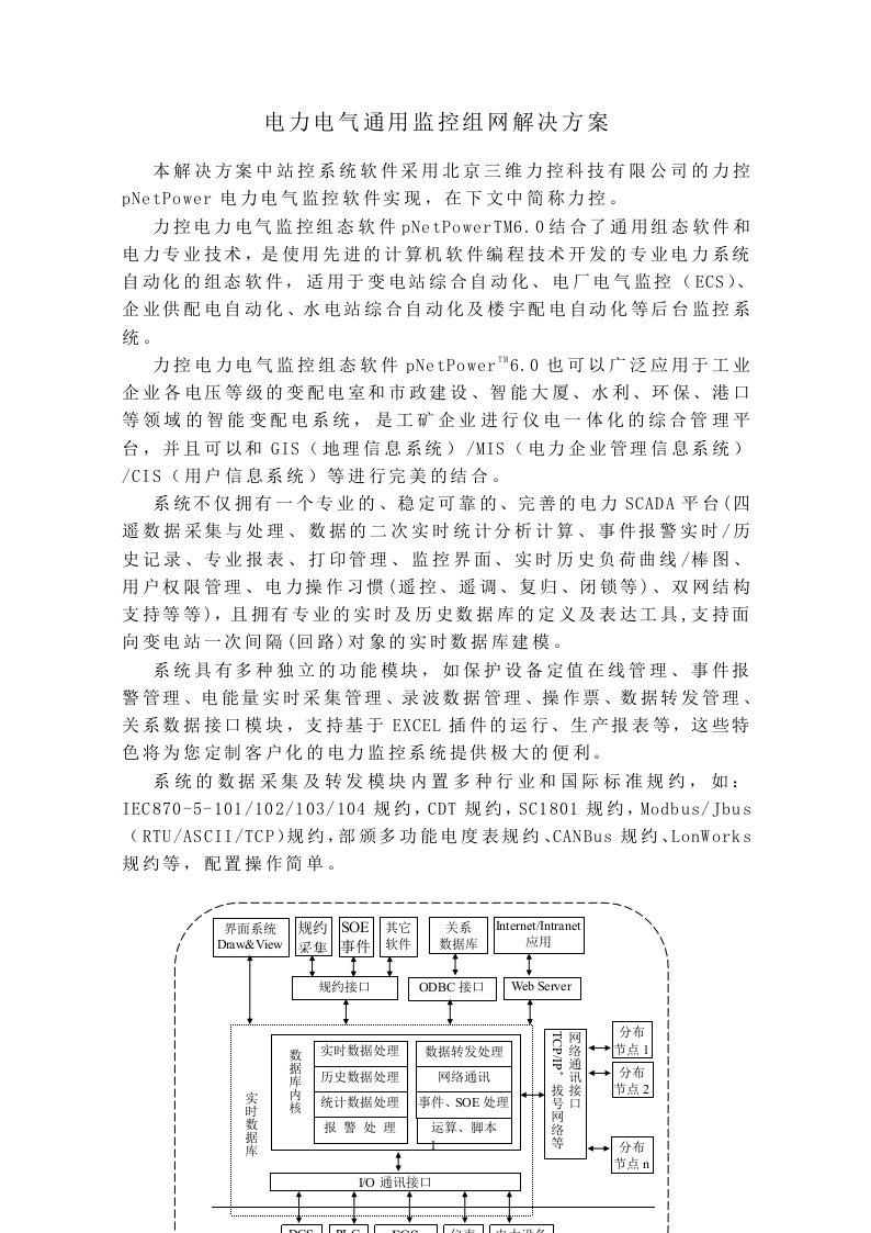 电力电气通用监控组网解决方案