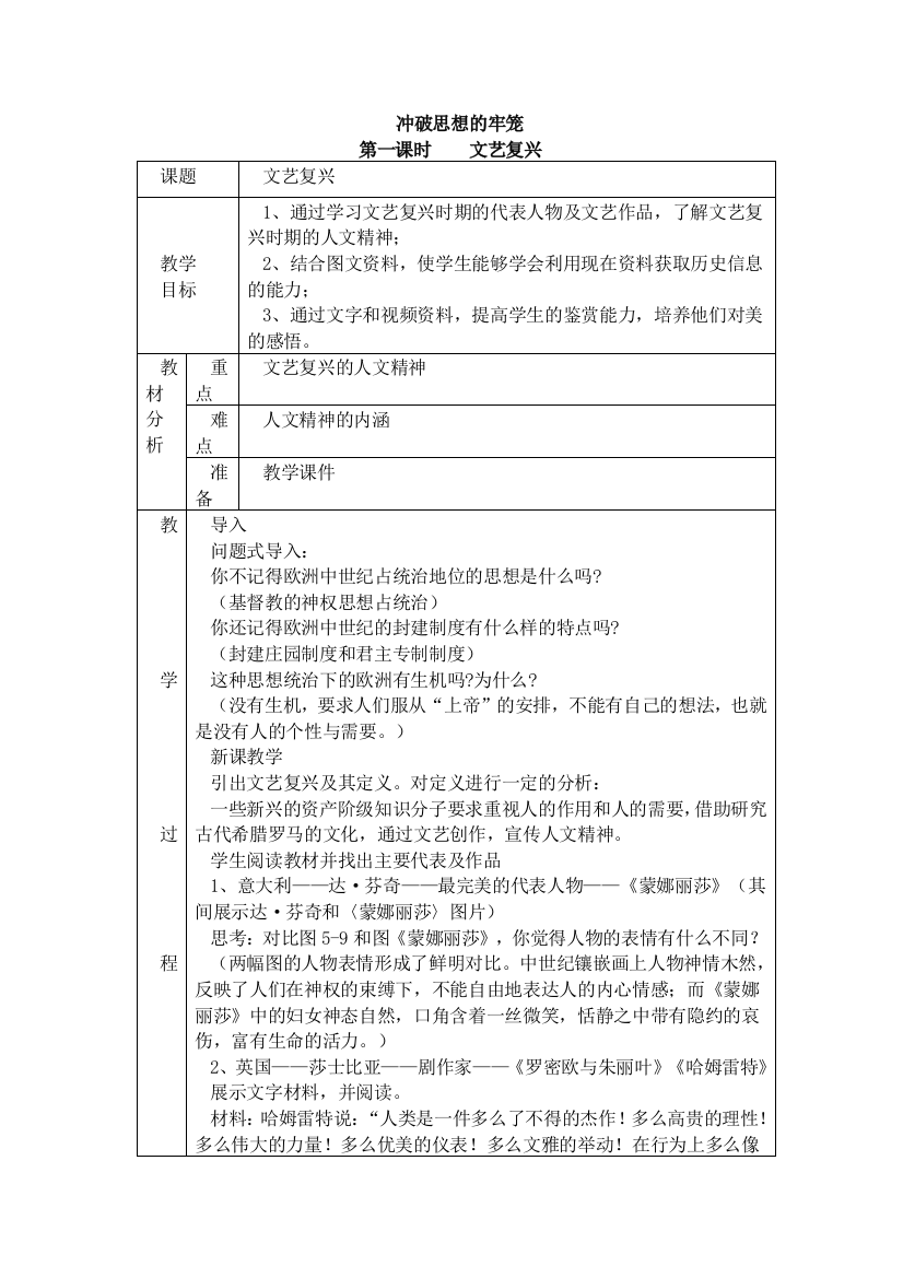 【小学中学教育精选】第二课冲破思想的牢笼第一课时