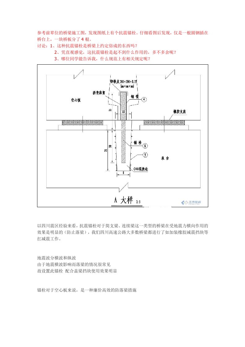 空心板桥梁抗震锚栓