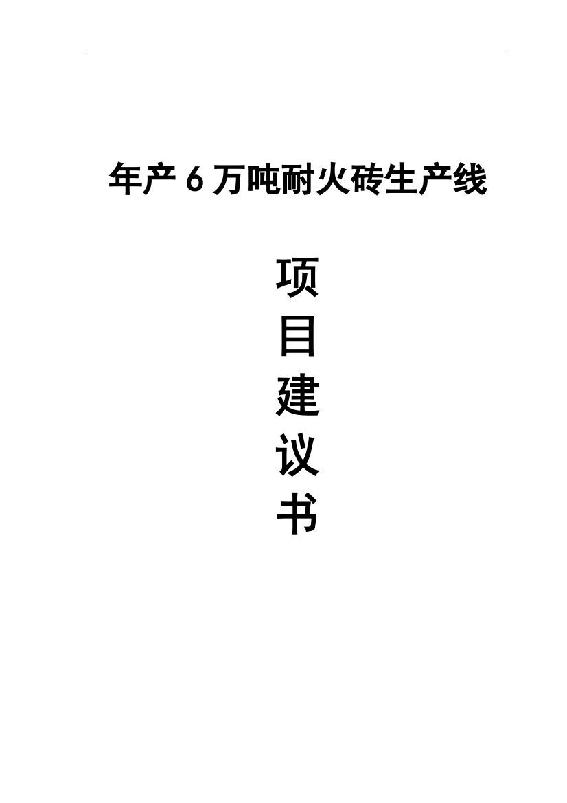 年产6万吨耐火砖生产线项目可行性研究报告