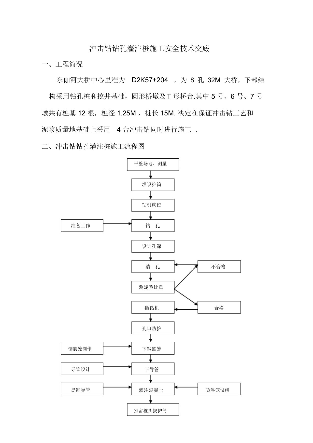 冲击钻钻孔灌注桩施工安全技术交底