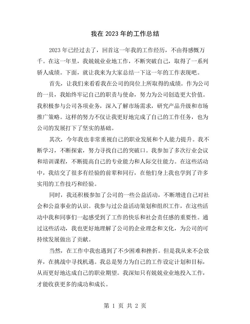 我在2023年的工作总结