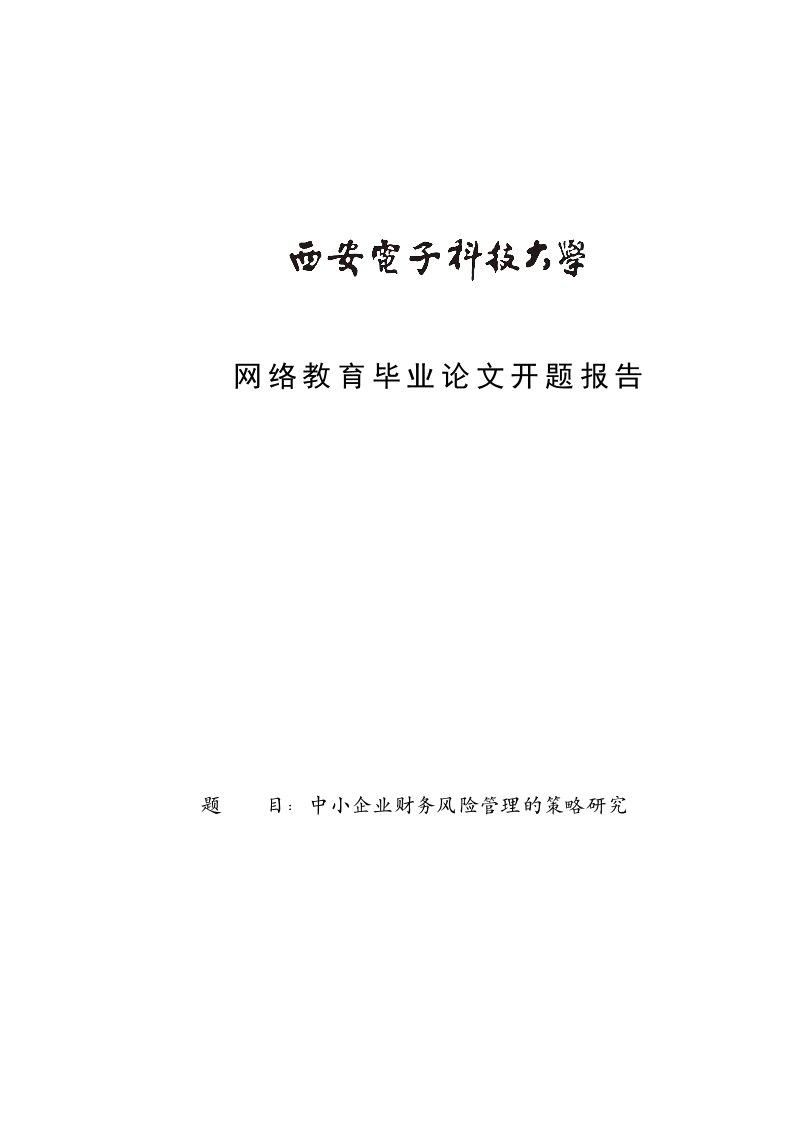 企业财务风险管理策略研究开题分析方案