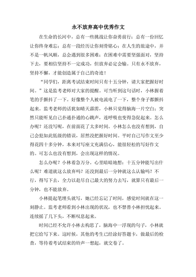 永不放弃高中作文2