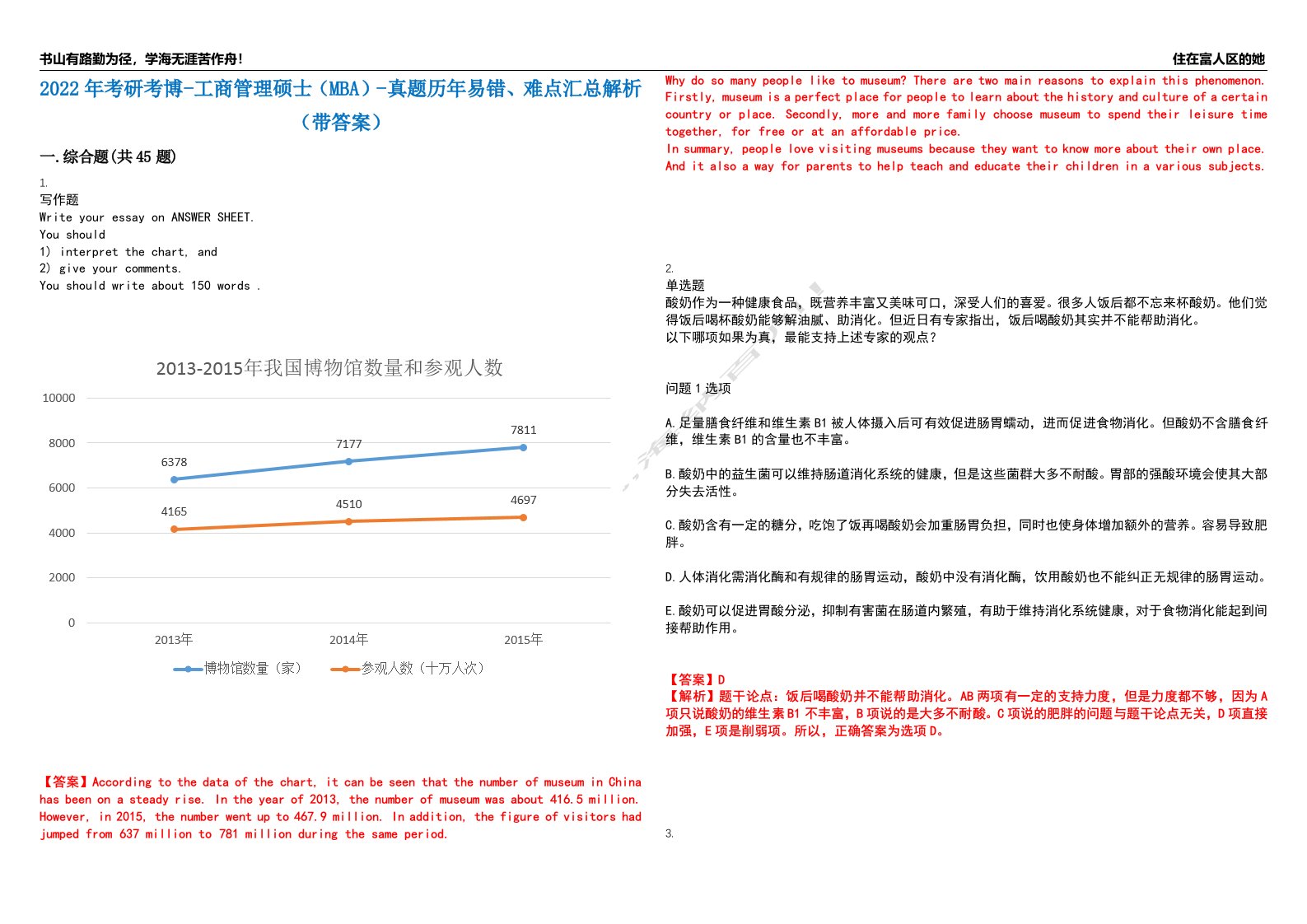 2022年考研考博-工商管理硕士（MBA）-真题历年易错、难点汇总解析（带答案）试题号8