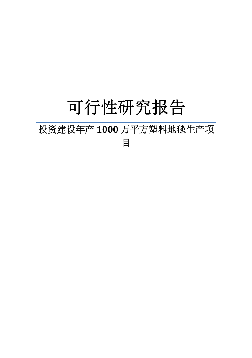 某塑料制品公司投资建设塑料地毯生产建设项目可行性研究报告