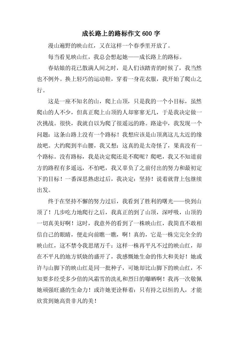 成长路上的路标作文600字