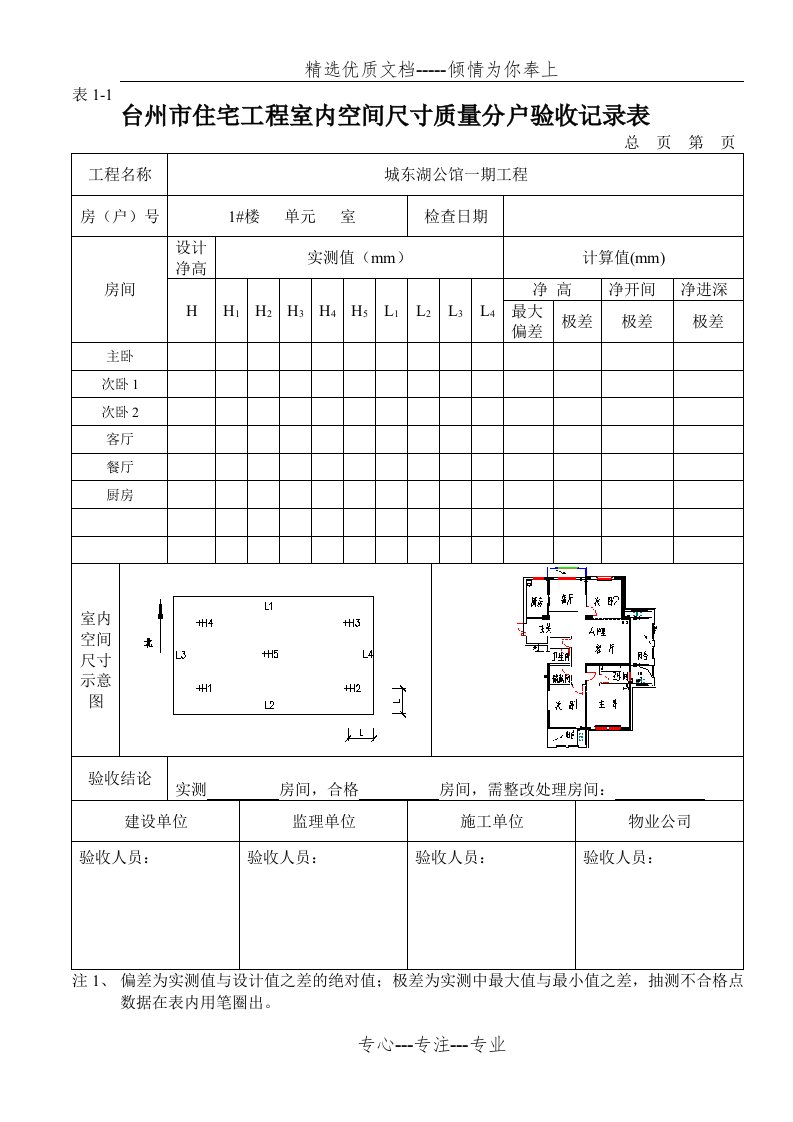 1#楼--台州市住宅工程质量分户验收表(共9页)