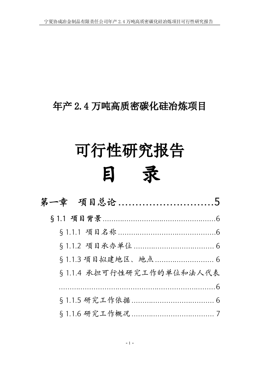 年产24万吨高质密碳化硅冶炼项目谋划建议书