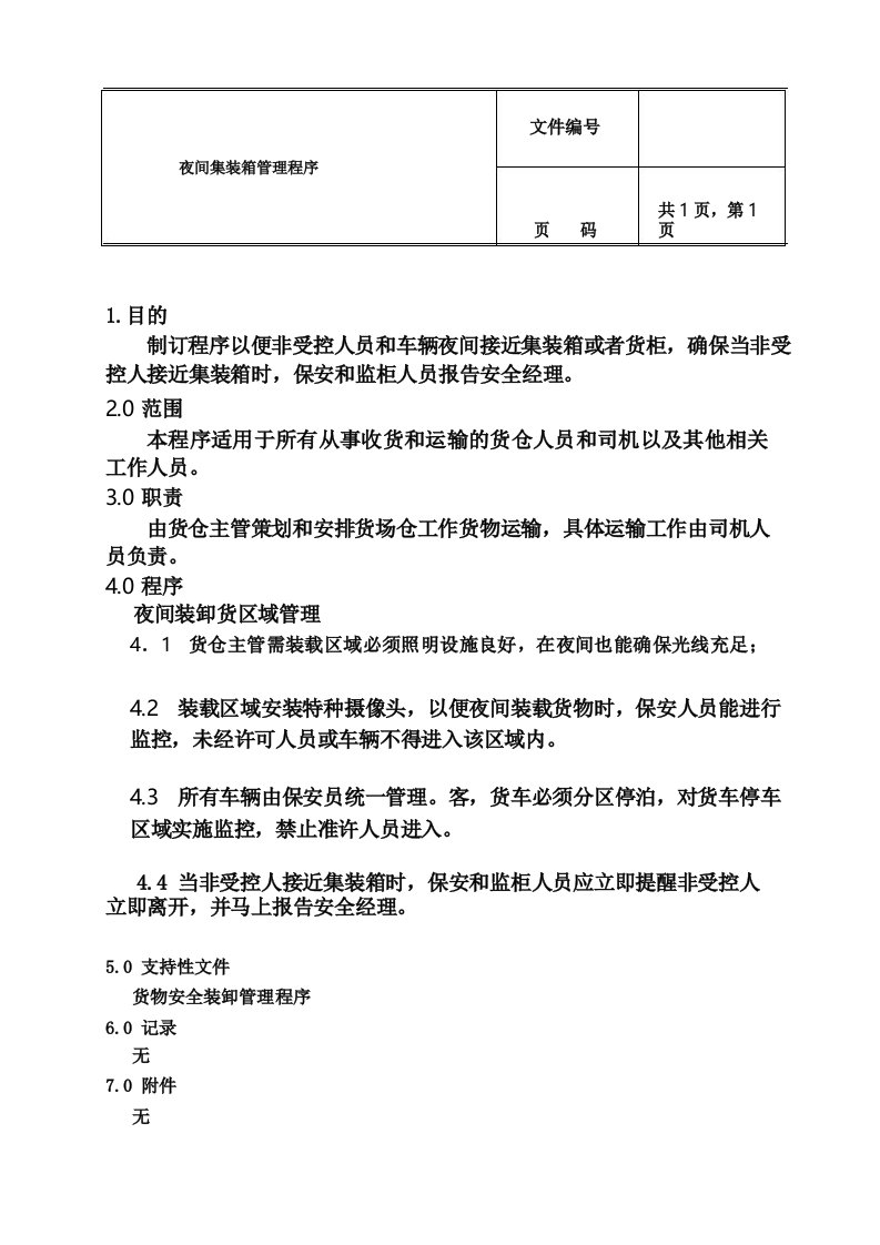 CTPAT反恐夜间集装箱管理程序