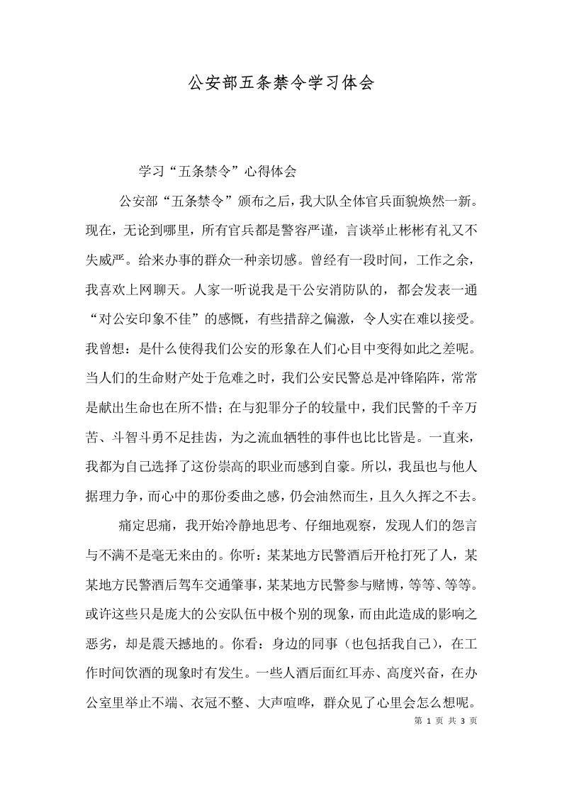 公安部五条禁令学习体会（二）