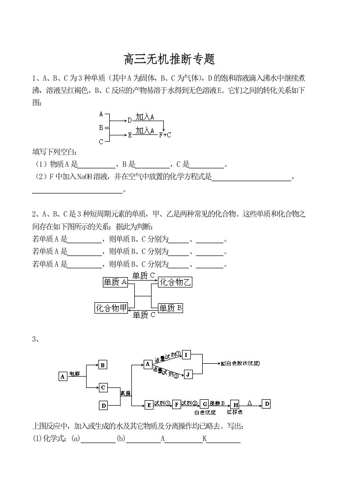 高考化学无机推断题题眼归纳