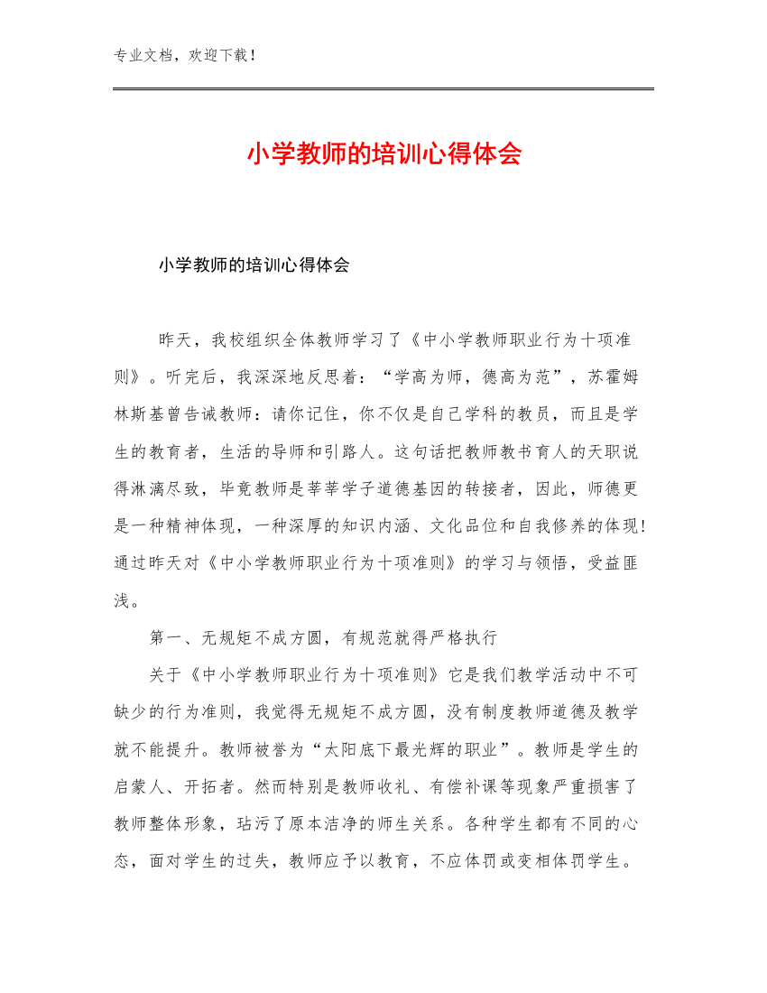 小学教师的培训心得体会范文21篇文档汇编