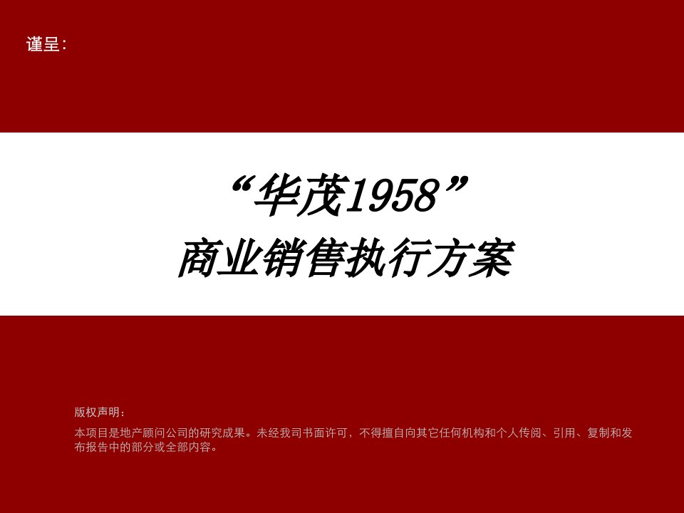 安庆华茂1958项目商业销售执行方案