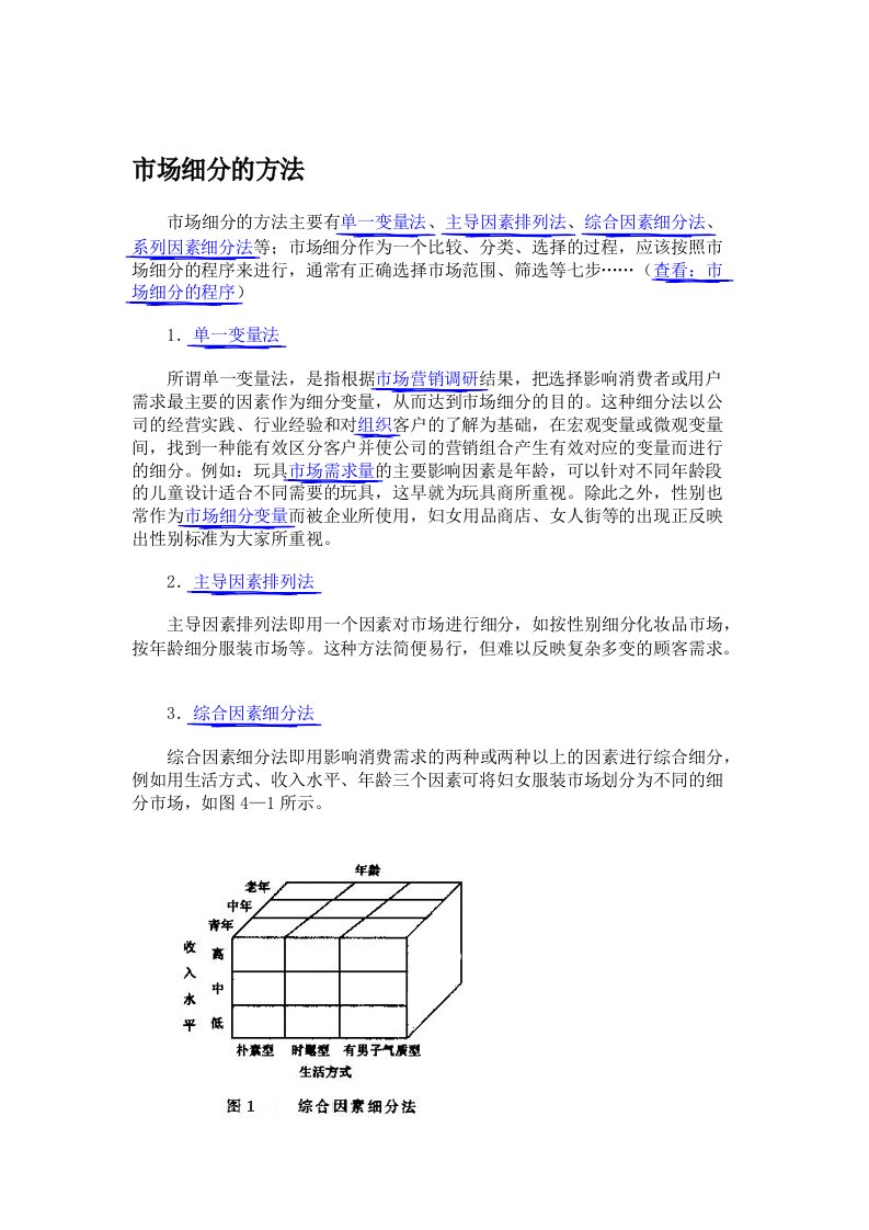 市场细分的方法