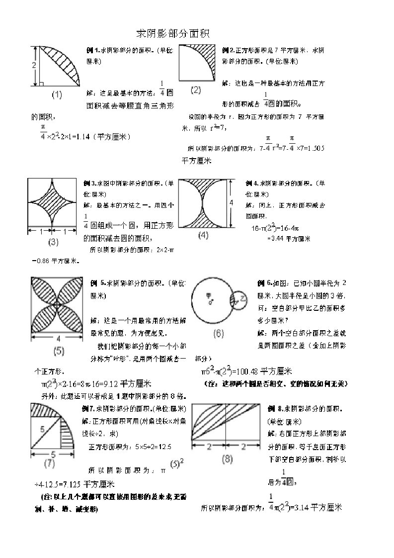 求阴影部分面积专题