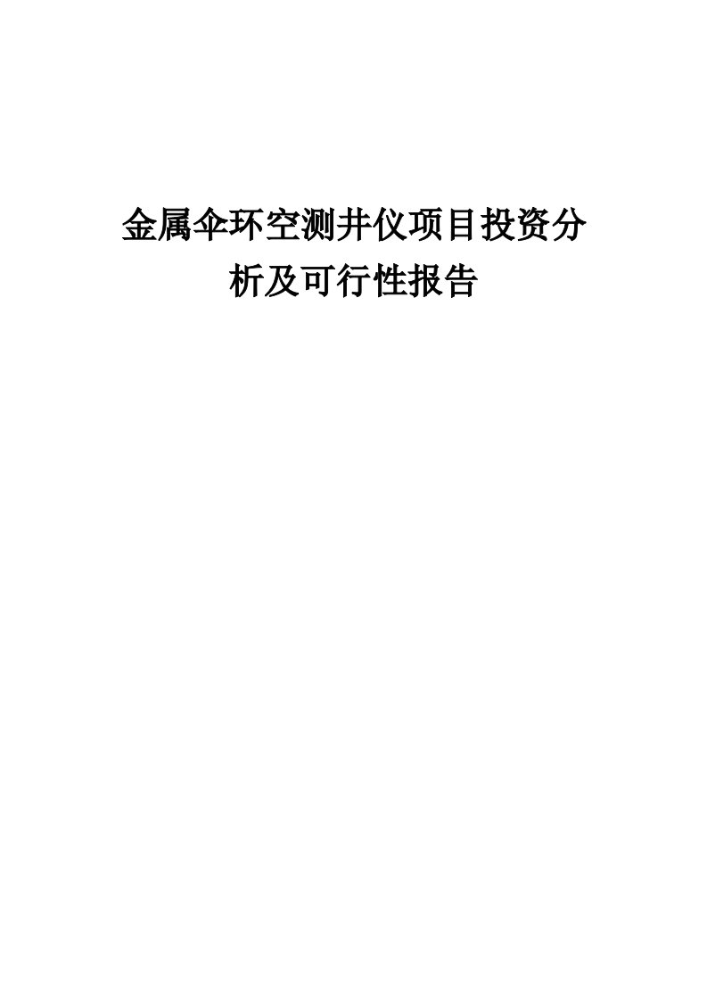 2024年金属伞环空测井仪项目投资分析及可行性报告