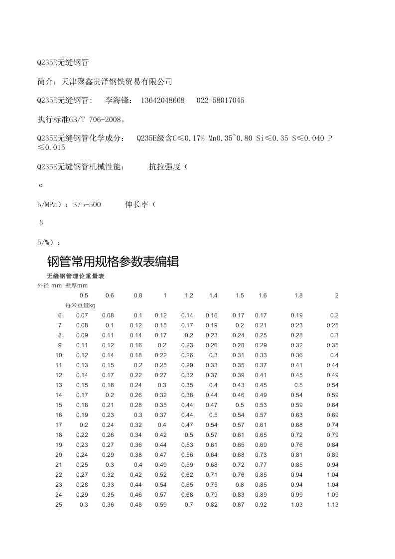 Q235E无缝钢管