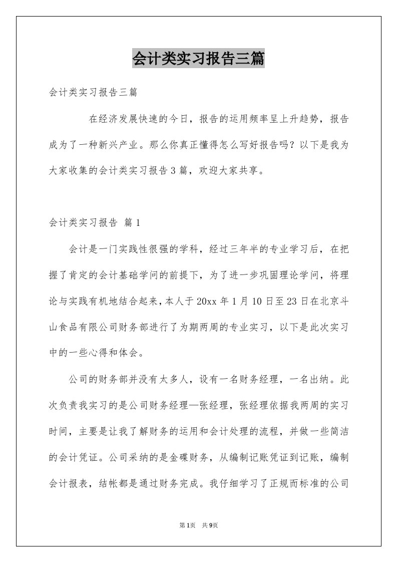 会计类实习报告三篇范本4