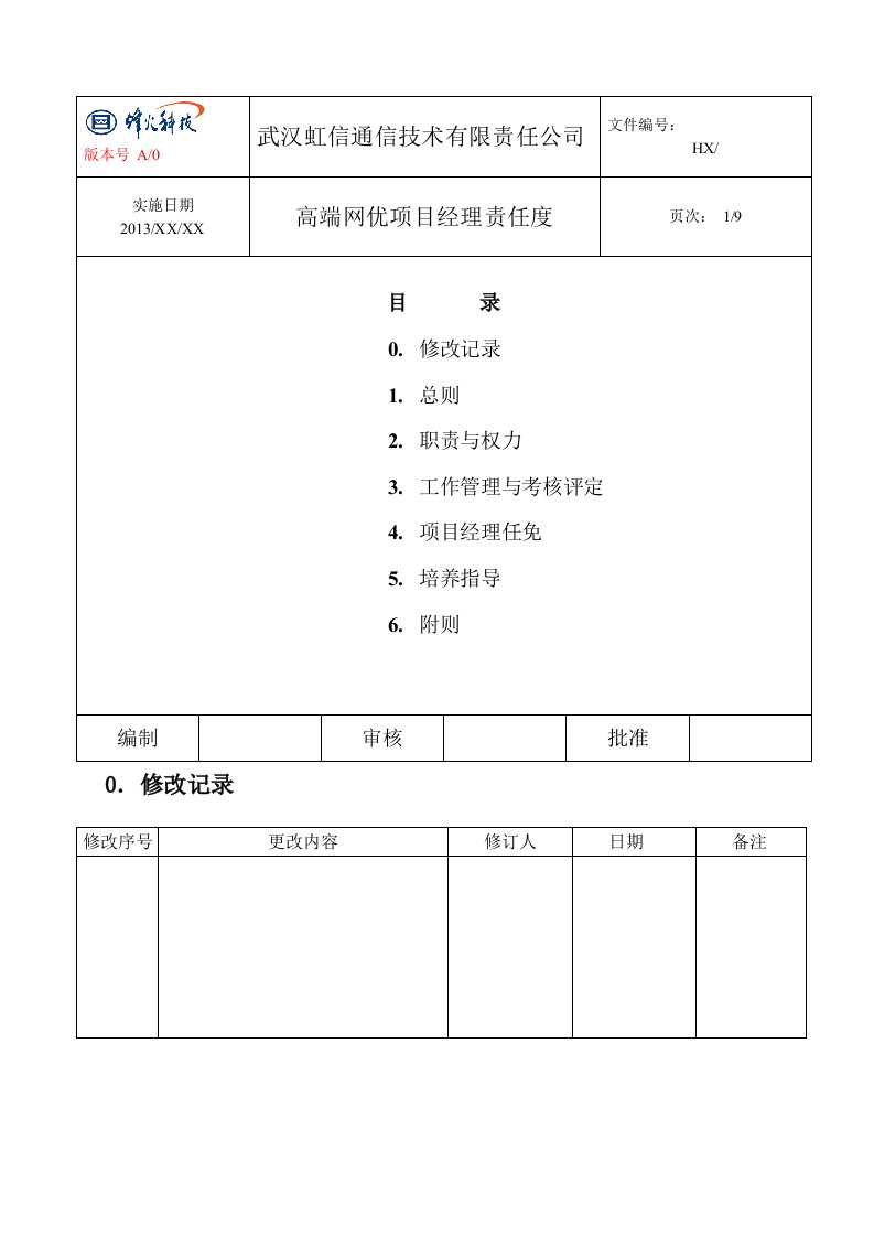 高端网优项目经理责任制