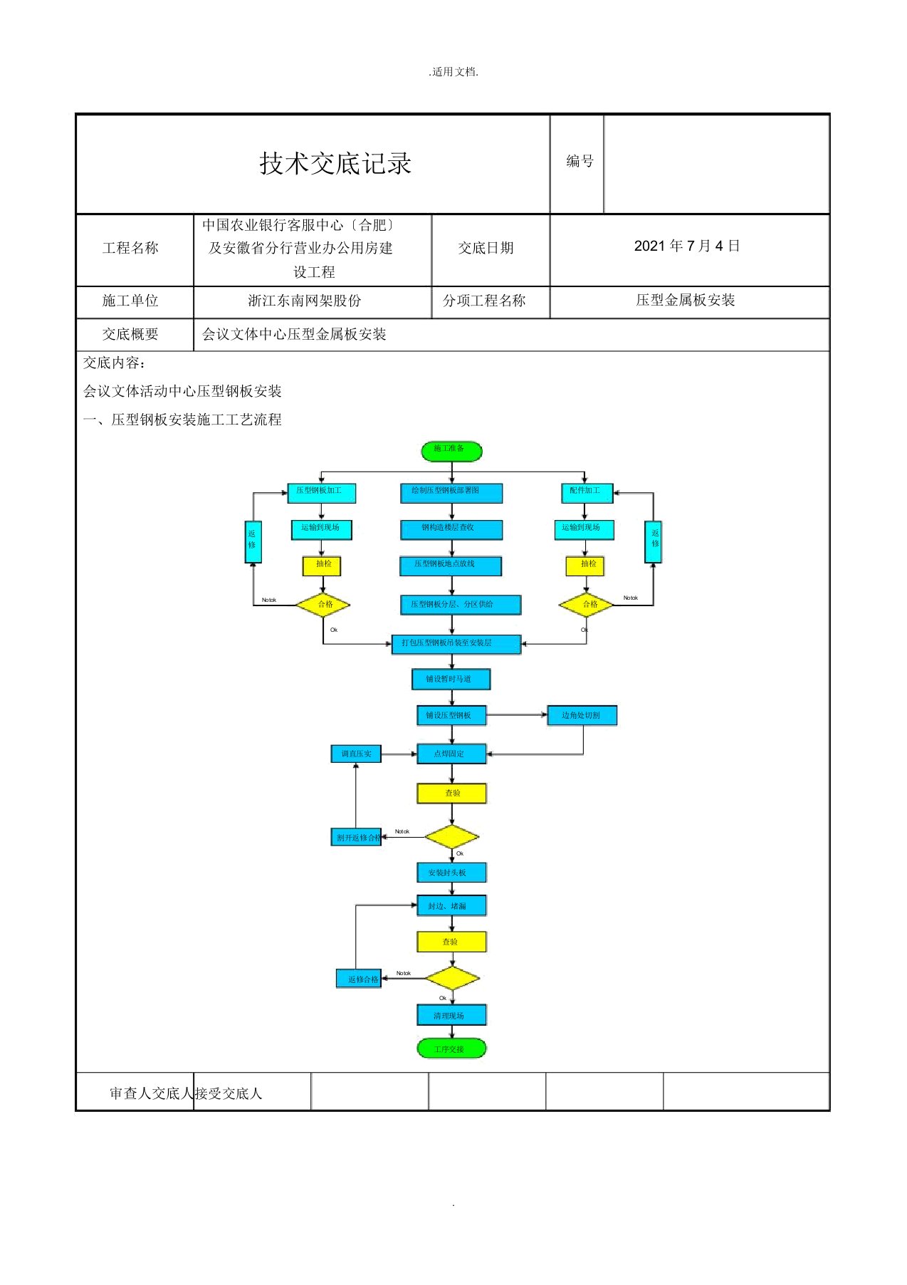 楼承板技术交底