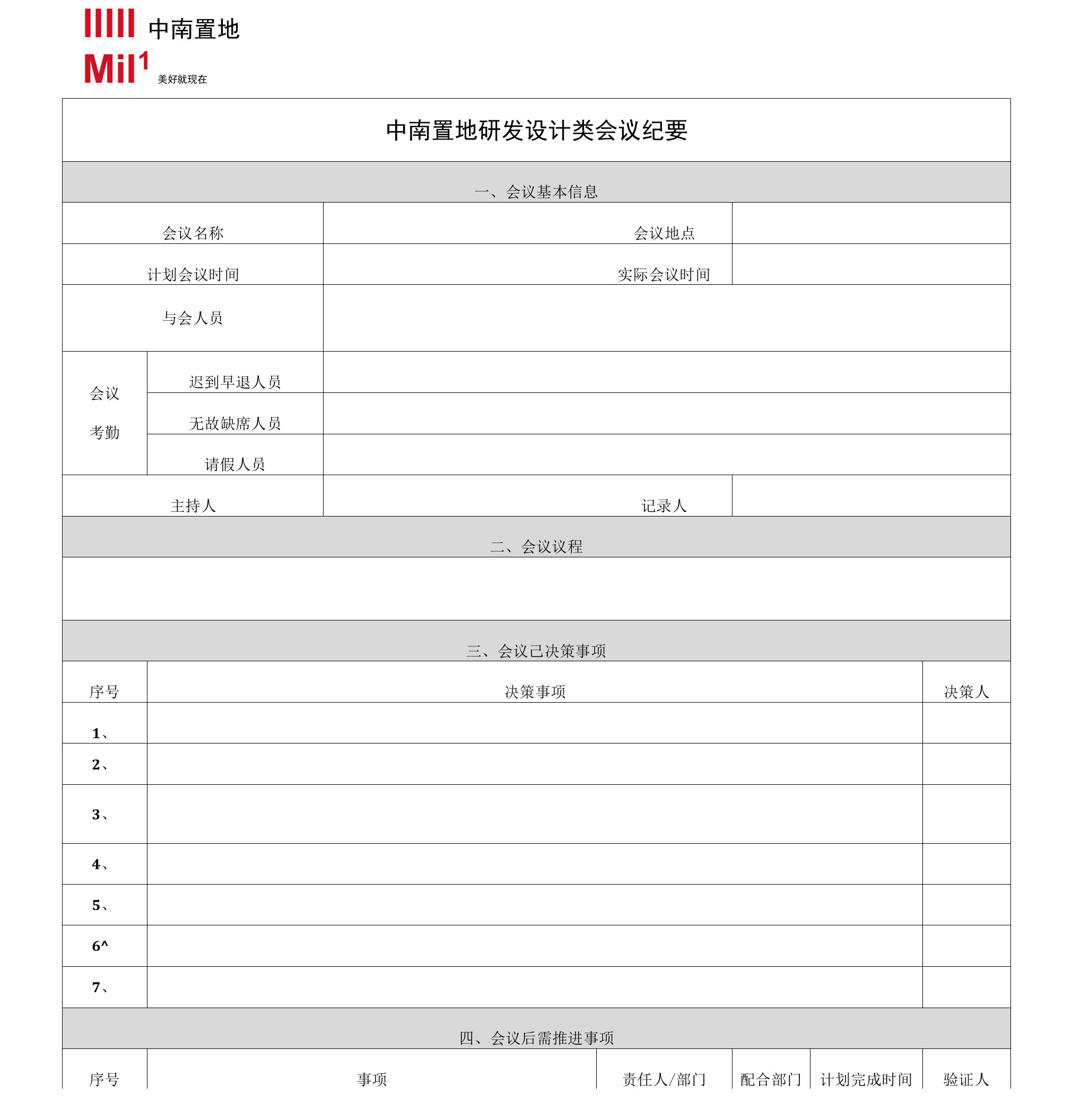 附件中南置地研发设计类会议纪要