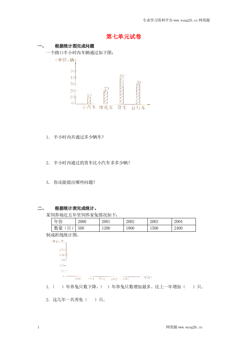 四年级数学同步练习：71《统计》（新人教版下册）