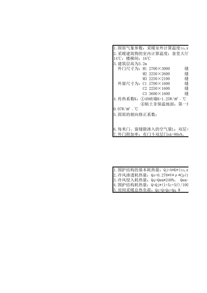 采暖热负荷计算表