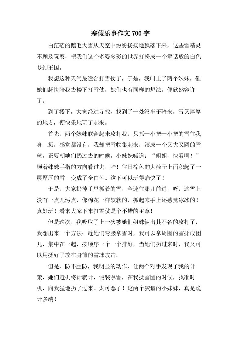 寒假乐事作文700字