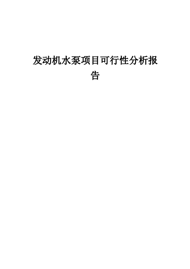 发动机水泵项目可行性分析报告