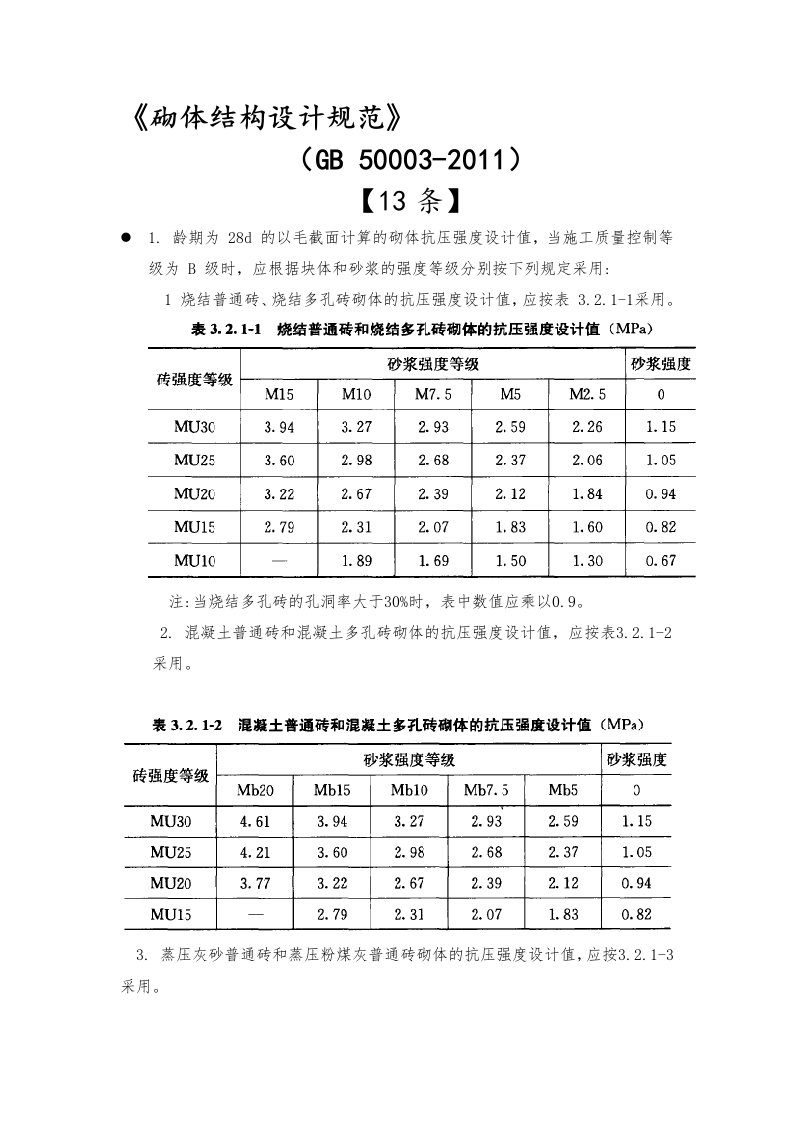 砌体结构设计规范(GB50003-2011)