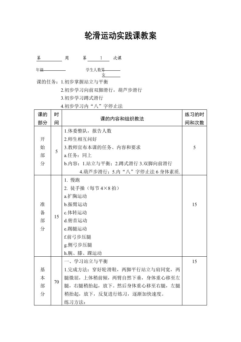 轮滑运动的课程介绍