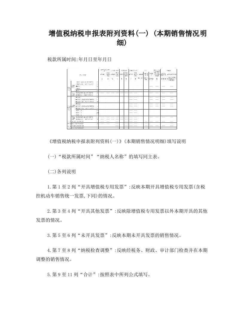 3,《增值税纳税申报表附列资料(一)》(本期销售情况明细)