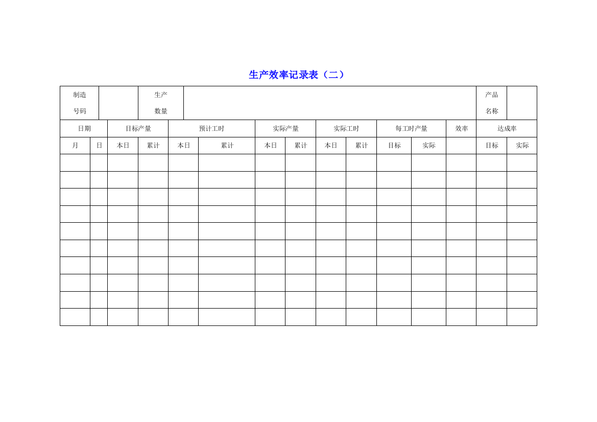 生产效率记录表