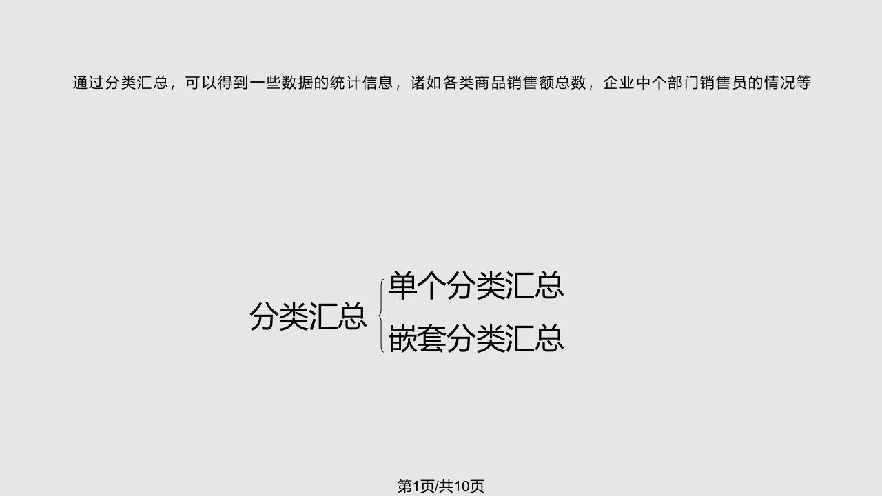 Excel分类汇总PPT课件