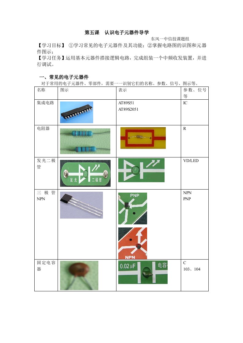 第五课认识电子元器件