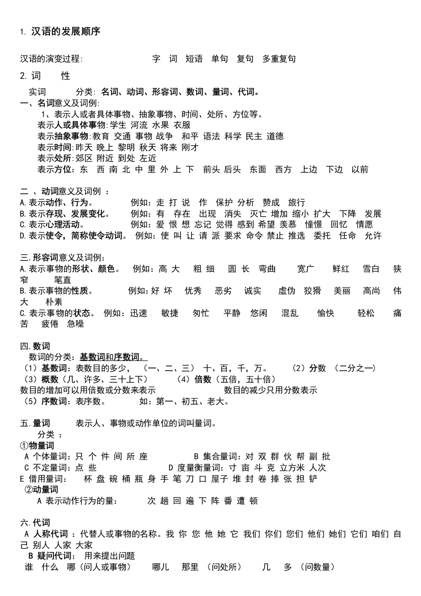 中小学语文语法知识点归纳