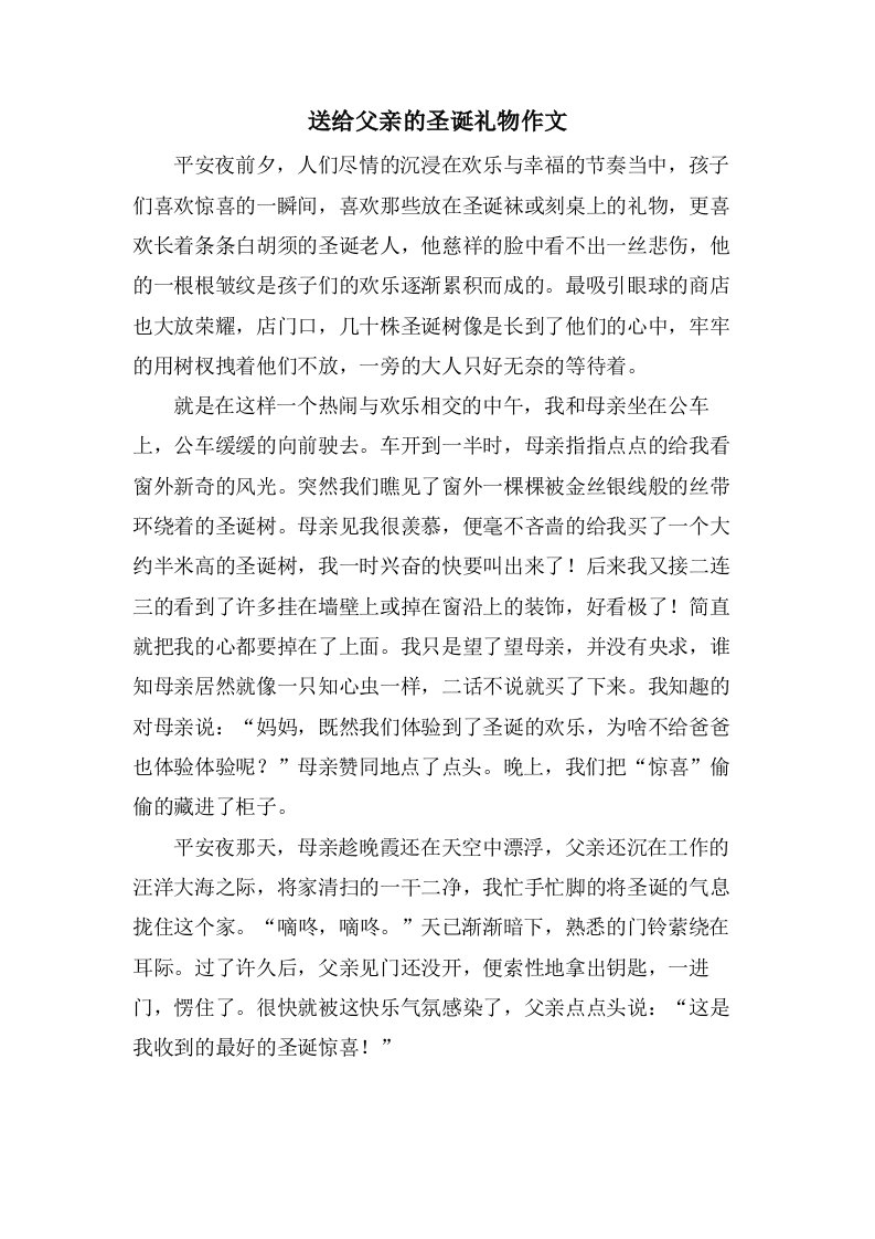 送给父亲的圣诞礼物作文