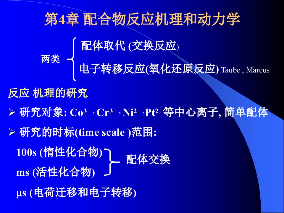 配合物反应机理和动力学