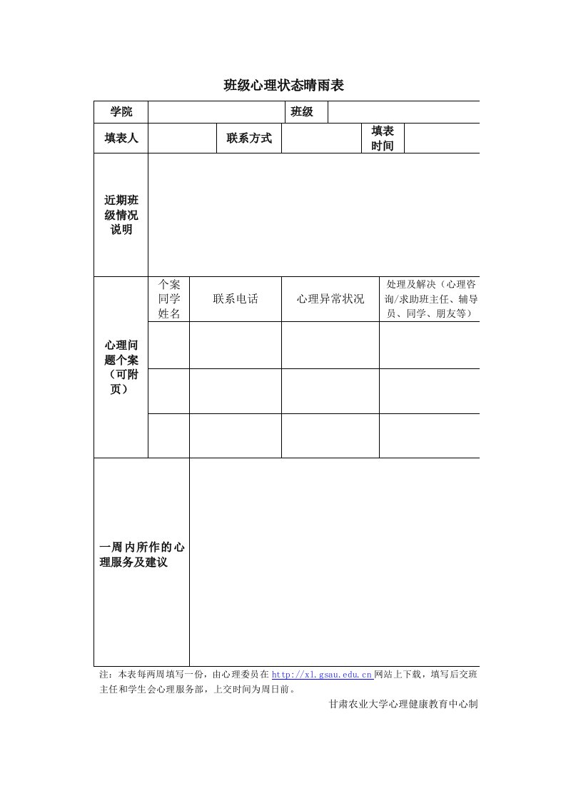 精品范文班级心理状态晴雨表