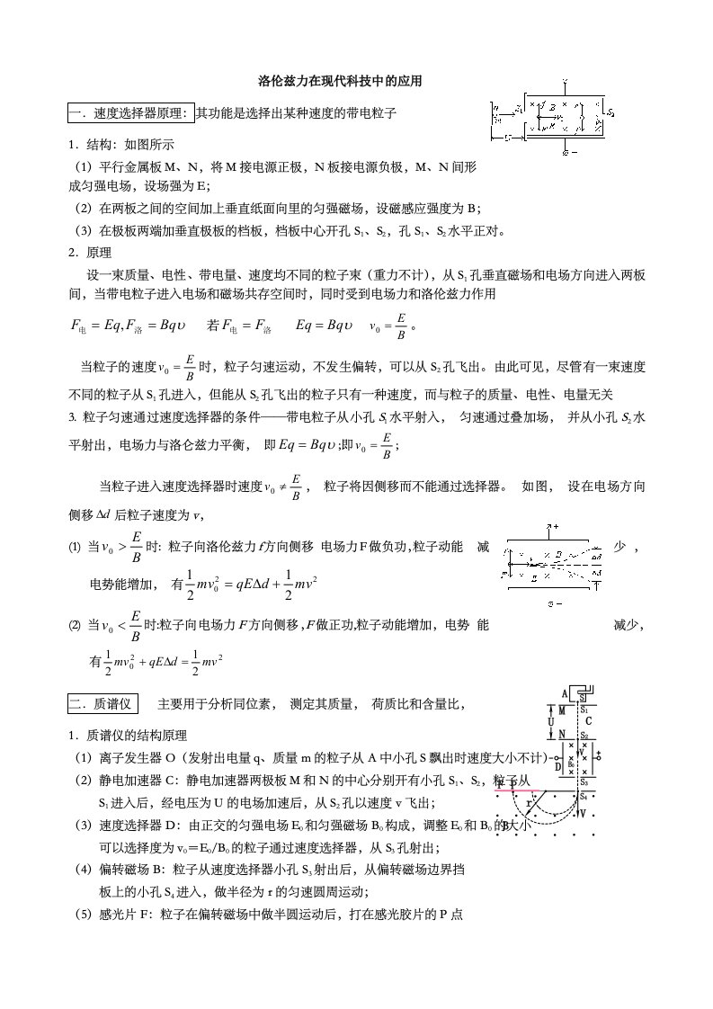 洛伦兹力在现代科技中科学应用-修改版