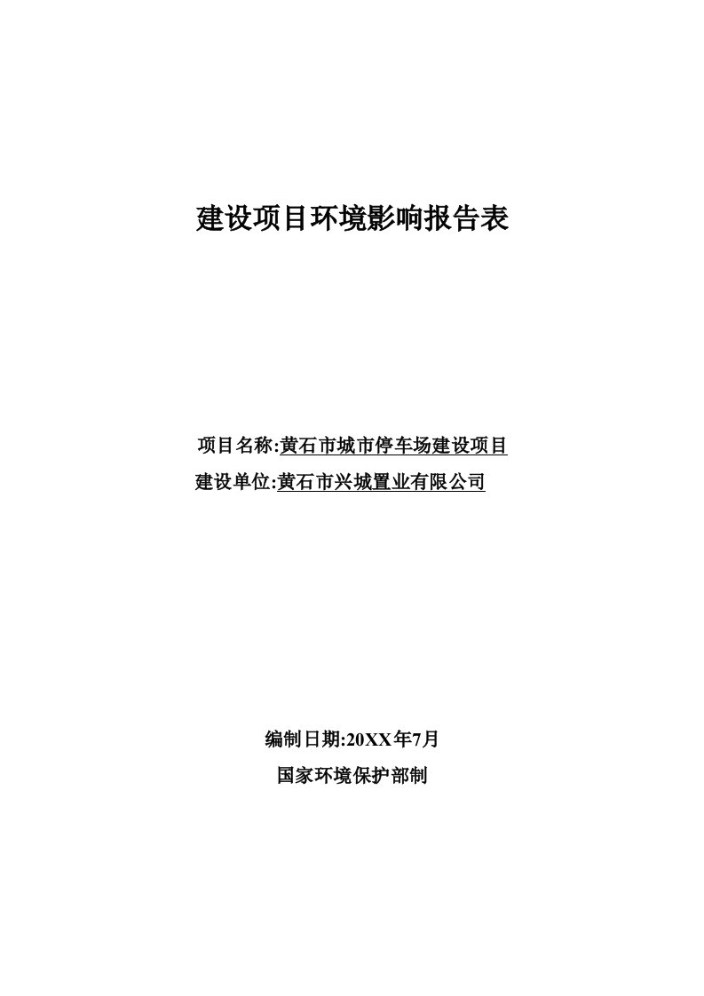 项目管理-黄石市城市停车场建设项目终稿