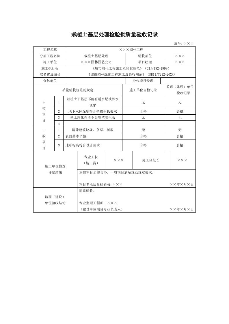 园林检验批质量验收记录