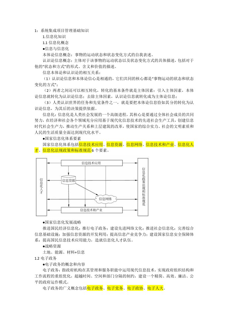 软考系统集成项目管理工程师考试大纲复习知识点