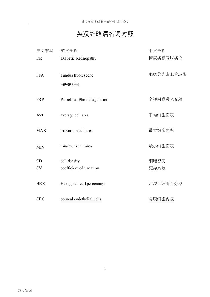 多次视网膜激光光凝对角膜内皮影响的观察-眼科学专业毕业论文